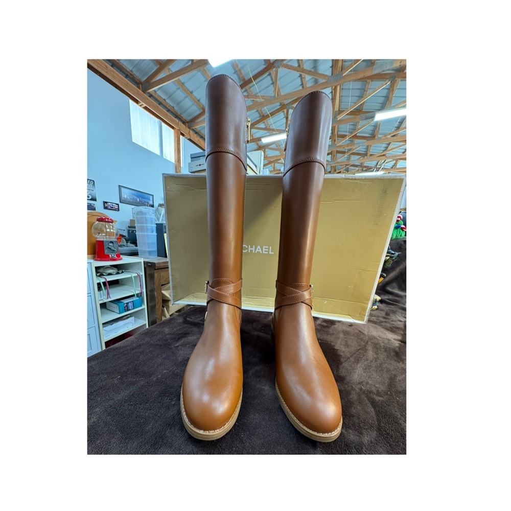 Michael Kors Chestnut Brown Leather Riding Boots size 5.5 - Picture 3 of 9